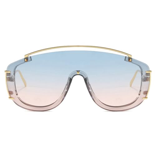 Oversized Pilot Sunglasses for Women Men Flat Top Shield Frameless Sun Glasses Punk Large Frame Eyewear S682