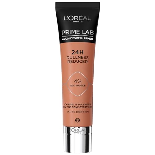 L’Oréal Paris - Base de Teint Soin Effet Bonne Mine - Fixation du Maquillage 24H - Formule 4% Niacinamide - Peaux Mates à Foncées - Prime Lab Dullness...