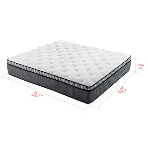 LegacyAmerhome Mattress Queen Size, 12 inch Hybrid Queen Mattresses in a Box, with Gel Memory Foam, Pocket Springs for Motion Isolation, Medium Firm Matress, CertiPUR-US, 100-Night Trial, 60\"x80\"x12\"