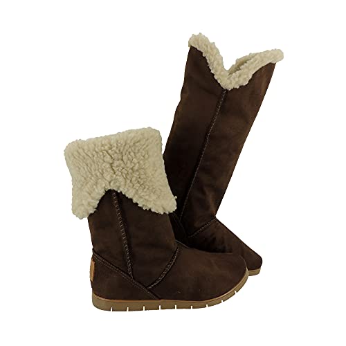 Bota Feminina Pelo Neve Inverno 100% Forrada Pelo Lã Europa Cano Alto Confort AM301 Cor:3-Marrom-Cre