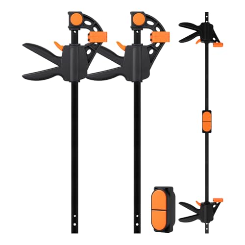 TOOLMAYS 2pcs 305mm Clamps for Woodwork with Connector, Splicable to 950mm as Spreader, 80kg Max Load Wood Clamps Quick Grip, Ratchet Clamp for Long Woodworking Workpieces