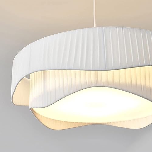 Lustre de restaurant suspendu plissé blanc E27 avec cordon réglable style moderne
