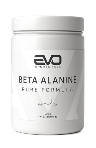 EVO SPORTS FUEL Beta Alanin Pulver 500g | Reines und Veganes Aminosäure Beta-alanin | Unterstützt Muskelausdauer und intensive Workouts | Made in Germany