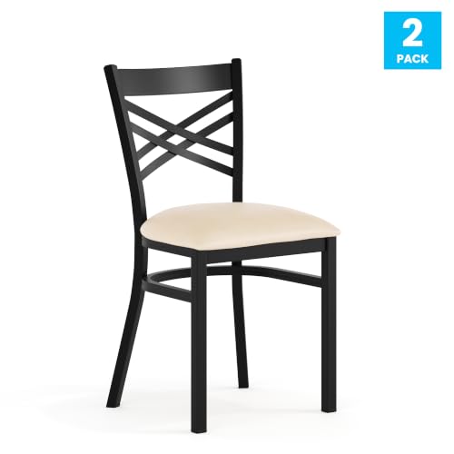 Image of Flash Furniture Hercules X-Back Chair - Vinyl Seat, Black /Tan, 2-Pack