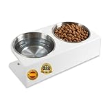 MICOLITA Comedero Perro Elevado para Perros Pequeños Ergonómico con Inclinación 10°, S)