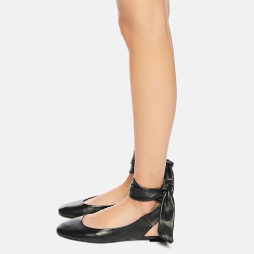 miss left Women Comfortable Rounded Closed Toe Ballet Flats Lace Up Strappy Ballerina Shoes for Casual Dancing Outdoor Outfit Size 4-16 US3