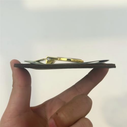 Men's front pocket leather Money Clip Wallet with hinged wallet inlaid with Sterling silver coins Classic minimalist (Dark brown and sterling silver coin 02)4