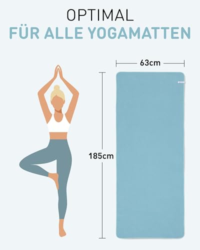 Fit-Flip Yoga Handtuch rutschfest mit Noppen - hygienische Auflage für Yogamatte - Yogatuch schnelltrocknend aus Mikrofaser für Sport Matte und Fitness - Pilates Handtücher (185 x 63 cm – Jade)