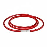 DIMEIYAN Cordones de cuero vaca, cordón for hacer joyas, 3 piezas 1-3 mm, encerado, cadena cuerda, cierre tubo acero inoxidable for collares colgantes, accesorios for, collar(Red3mm,45cm)