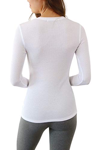 Women's Long Sleeve Waffle Knit Stretch Cotton Thermal Underwear Shirt3