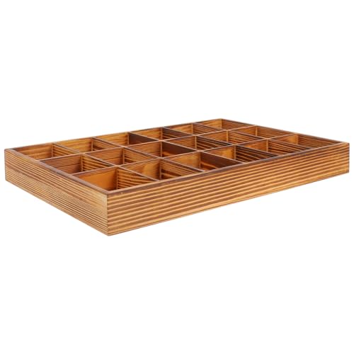 FOMIYES Organizador de Cajón de Madera Rústica 18 Compartimentos para Calcetines, Ropa Interior y Corbatas, Divisor Multifuncional para Armario, Organizador de Tocador y Almacenamiento