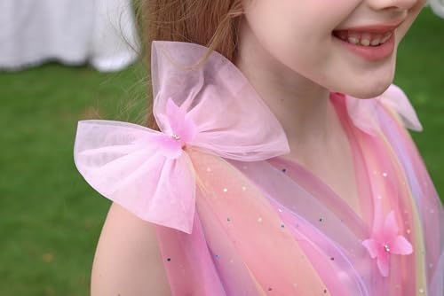 Image of IMEKIS Toddler Kids Girls Butterfly Dress Sparkle Sequins Tulle Wedding Formal Birthday Dresses 2-10T