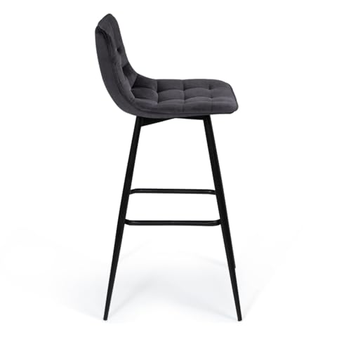 IDMarket - Lot de 4 tabourets de Bar Mady en Velours Gris foncé