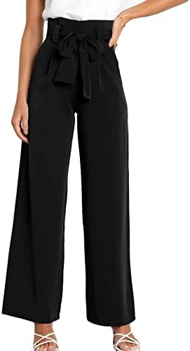 TEERFU Women’s Wide Leg Pants High Elastic Waisted in The Back Business Work Trousers Long Straight Suit Pants