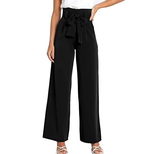 Women's Wide Leg Pants High Elastic Waisted in The Back Business Work Trousers Long Straight Suit Pants