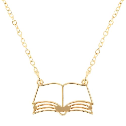 Hollow Book Pendant Necklace