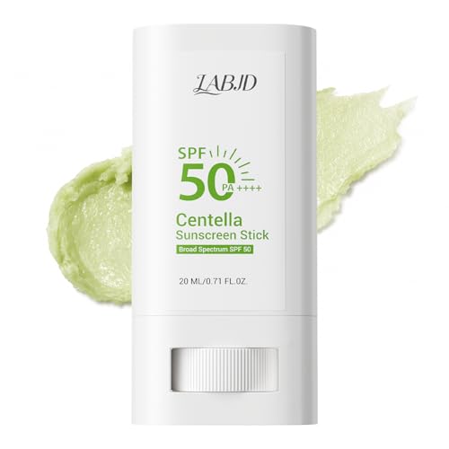 LABJD Face Sunscreen Stick, Sunscreen Stick SPF PA50++++ Centella Sunscreen Korean Sunscreen Stick Soothing Moisture Matte Sun Stick for Face & Body Non Greasy, No White Cast, Water-Resistant