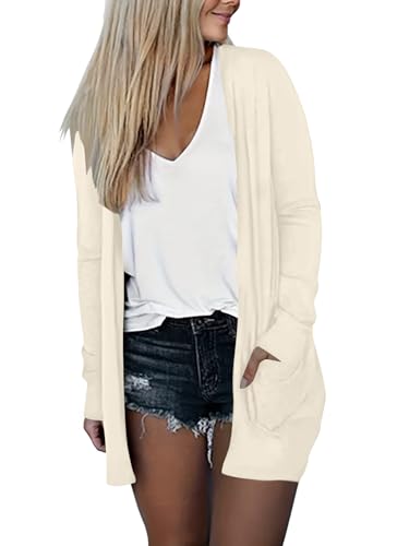 Image of DB MOON Womens Long Cardigan 2026 Fall Lightweight Long Sleeve Open Front Sweater with Pockets