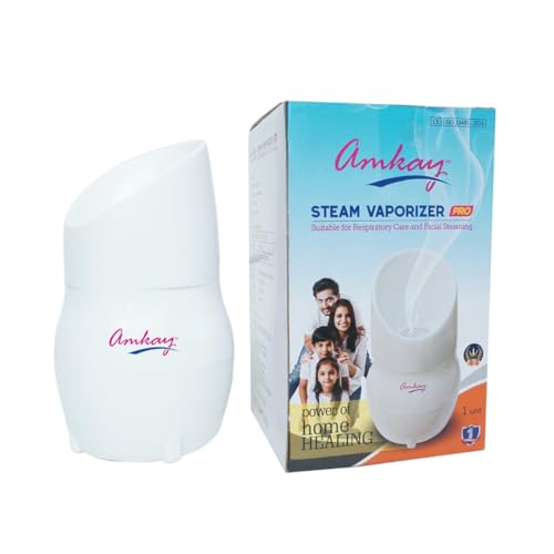 Amkay 3-in-1 Steam Vaporizer Pro for Face, Nose & Spa | Facial Steamer & Steam Inhaler with Universal Mask | Cold, Cough & Sinus Relief | Aromatherapy & Skincare | ABS Body