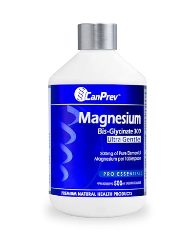 CanPrev Liquid Magnesium Bisglycinate 300 Ultra Gentle, 500ml 33-Day Supply - High Absorption Magnesium Glycinate - Easy on Digestion and for Sensitive Stomachs - Energy Support and Muscle Function