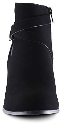 Marcorepublic Montreal Women's Almond Toe High Chunky Block Stacked Heels Ankle Booties Boots - (Black Nbpu) - 8 #TOP2