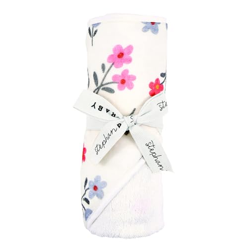 Image of Stephan Baby Hooded Towel - Playful and Soft 100% Cotton Velour Terry Cloth, 29 inch Square, Floral