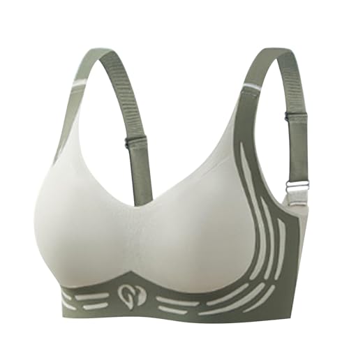 Minimiser Bras for Women UK Women's Wide Strap Wireless Push-Up Super Gather Lifting Anti Sagging Bra Ladies V Neck Padded Non Wired Full Coverage Seamless Sports Bralettes