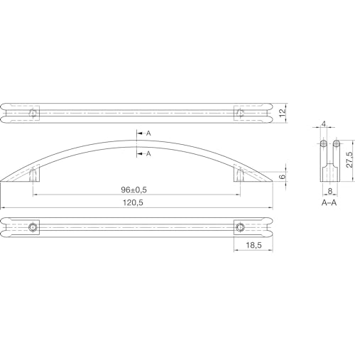 Sun Chain Himalia LA Designer Furniture Handle Arch Handle Width 124 mm Matt Chrome-Plated Zinc 96 mm - Image 2
