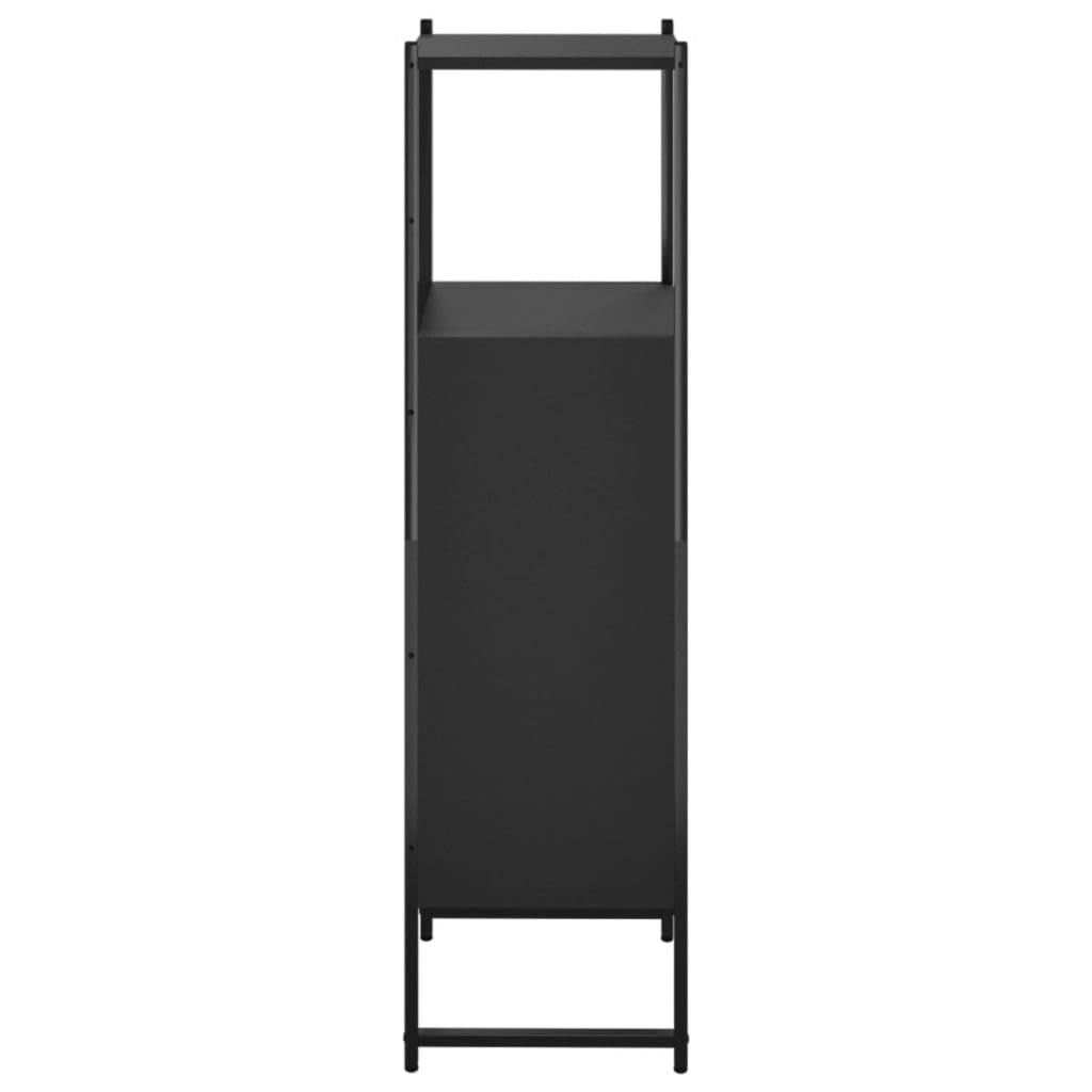 Homgoday Meuble de salle de bain noir 33 x 33 x 120,5 cm en bois multicouche, mobilier de bureau, meuble de rangement étagères, peu encombrant, armoire de rangement