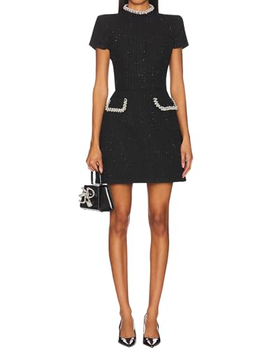 LuFeng Womens Sexy Short Sleeve High Neck Pearls Mini Dress Party Clubwear Club Bodycon Short Dresses