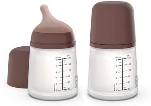 Suavinex Zero Zero Anti Colic Baby Bottle, 6 Oz, Deep, 2-Pack