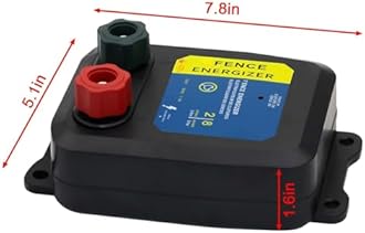 PE2 Electric Fence Energizer for Contain Small Animals, Keep Out Pests and Predators, 8 Acres/2-Mile Output Voltage 5000V, 0.1 Joule,with 17 Gauge Aluminum Wire