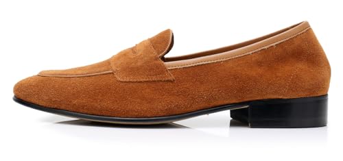 Santimon Mens Dress Shoes Penny Loafers Slip-Ons Suede Mocasines Fashion Prom Business Casual Suit Shoes Wedding Dress Tuxedo for Men2