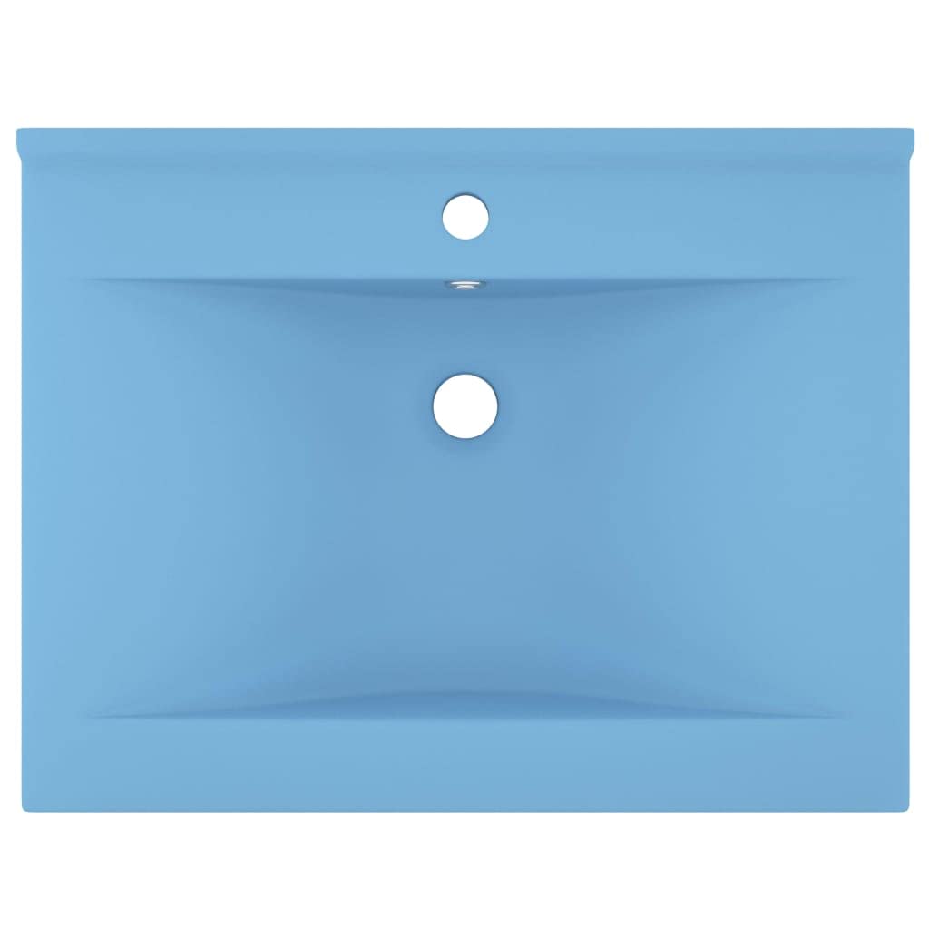 LAPOOH Lavabo de Lujo con Grifo cerámica 60x46 cm Azul Claro, Fregadero, Lavabo Baño, Lavamanos Baño, Lavatorio Casa De Banho, Mueble Lavabo sobre Encimera - 147022
