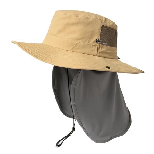 Image of TOP-EX UVCoolix Men's Wide Brim Sun Hat with Cooling Neck Flap | UPF 50+ UV protection sunglass lock waterproof packable windproof for fishing hiking safari