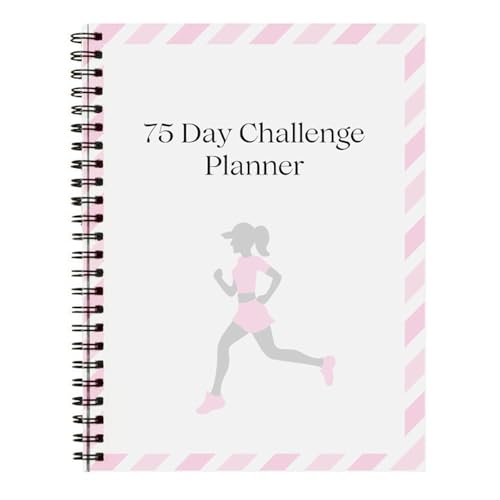 Planificador de desafíos de 75 días, encuadernación de doble bobina, planificador diario de dieta, entrenamiento, lectura, seguimiento, cuaderno de 21 x 14 cm, ajuste de objetivos motivacionales