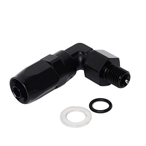 Ac Performance Black Aluminum 90 Degree M12X1.5 To An6 Oil Fuel Line Swivel Fitting Connector, Male M12 Metric Thread To -6 An Hose End #TOP1
