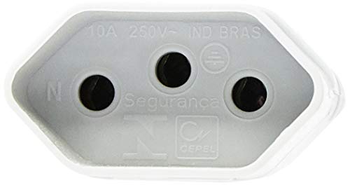 1 Plugue Fêmea 2 Pólos e Terra de 10 Amp, Alumbra, 2764, Cinza