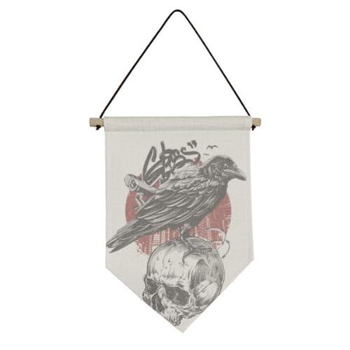 Drapeau indien squelette humain Totem en toile noire à suspendre pour décoration murale de salon