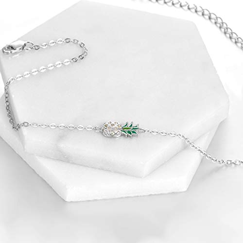 Image of LUHE Pineapple /Mushroom /Star /Mountain Anklets Sterling Silver Adjustable Chain Link Ankle Bracelets Beach Anklet Jewelry for Women Teens
