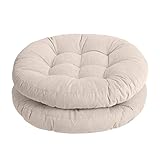 Tiita Round Office Chair Cushions 22x22 Inch Outdoor Seat Pads Set of 2 Throw Floor Pillows for Adults Sitting Patio Garden, Beige