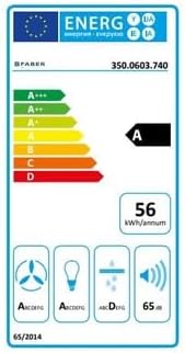 Energy efficiency label for FABER NOVA PLUS 1000 INOX ceiling hood.