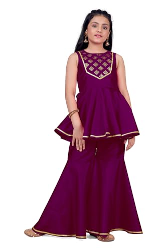Image of Fashion Dream Girls Cotton Blend Printed Salwar Suit Set|Kids Kurta & Dhoti|Ethnic Wear|Sharara Set