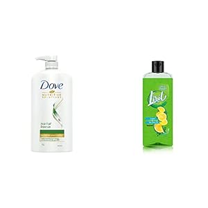 Dove Hair Fall Rescue Shampoo, 1L & Liril Lemon and Tea Tree Oil Body Wash, 250 ml