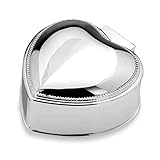  H.Bauer jun. kleine versilberte Schmuckdose in Herz-Form mit Perlrand 3.5 x 7 x 7 cm - Schatulle mit Scharnier und schwarzem Samt