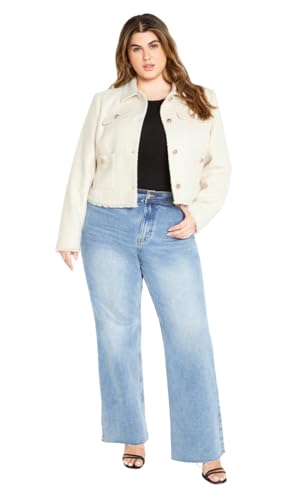 City Chic Women's Plus Size JKT Amira, Cream, 26