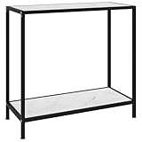 Facile à assembler. Gecheer Table Console Blanc 80x35x75 cm Verre trempé, Meuble d’entrée Table de Bout de Canapé pour Salon, Entrée, Couloir ou Salle à Manger Type B
