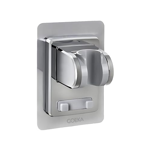 Image of GOEKA Self Adhesive Hand Shower Holder for Bathroom Wall | Durable ABS Body | Adjustable & Waterproof Wall Mount Shower Head Hook | No Drill Mop /Broom Holder for Kitchen & Bathroom (Silver)