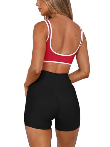 Image of LASLULU Sexy Sports Bras for Women V Neck Sleeveless Padded Bra Workout Yoga Crop Top