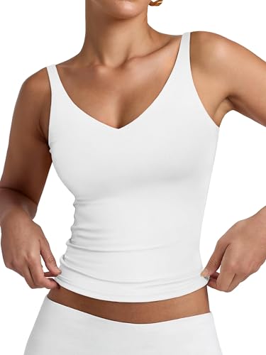 PINKMSTYLE Womens Sexy V Neck Cami Top Sleeveless Double Lined Tank Tops Going Out Y2K Spaghetti Strap Crop Tops 20253